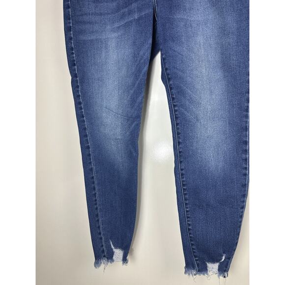 KanCan Skinny High Rise Ripped Hem Jeans Sandblast Blue Denim Plus Size 18 - Picture 4 of 10